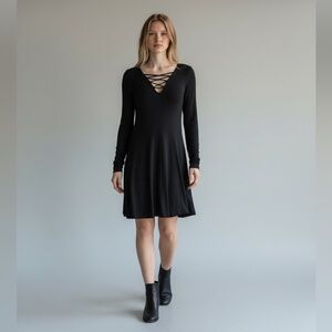Express Black Long Sleeve Tee Shirt Dress